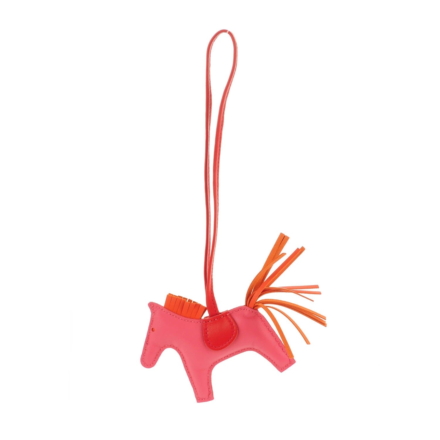 Hermes Milo Lambskin Grigri Rodeo Bag Charm PM Rose Azalee Orange Poppy Rouge Indien 1 of 5