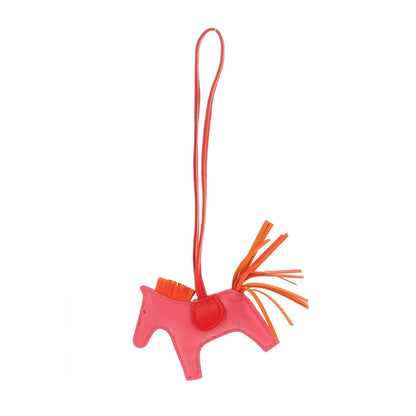 Hermes Milo Lambskin Grigri Rodeo Bag Charm PM Rose Azalee Orange Poppy Rouge Indien 1 of 5