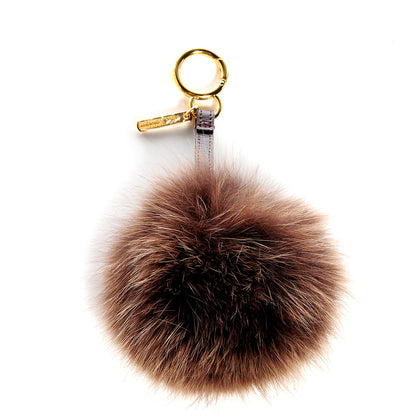 Fendi Fox Fur Vitello Elite Pom Pom Bag Charm Moro 1 of 5