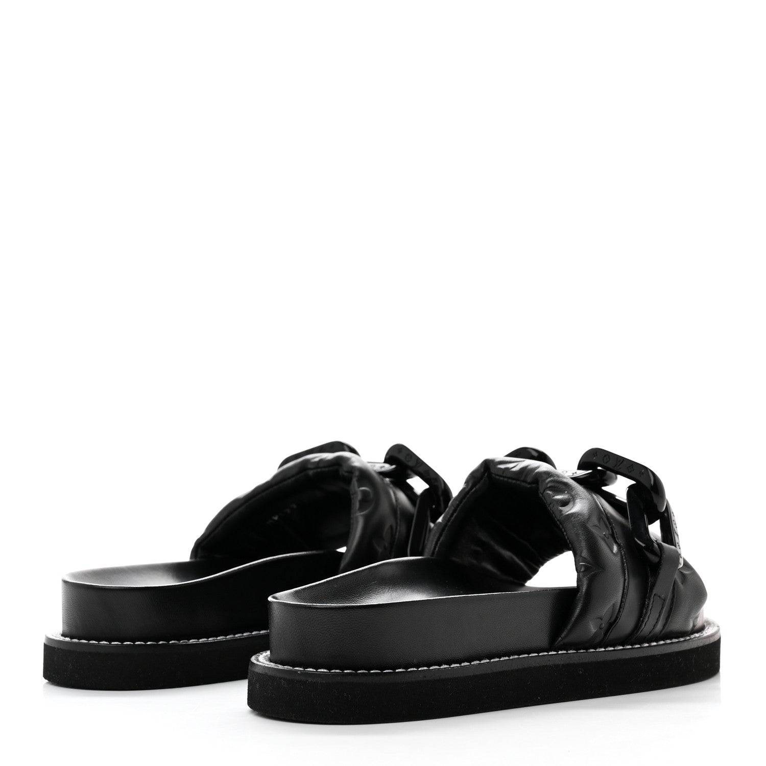 Louis Vuitton Calfskin Embossed Monogram Sunset Flat Comfort Mule 36 Black 4 of 9