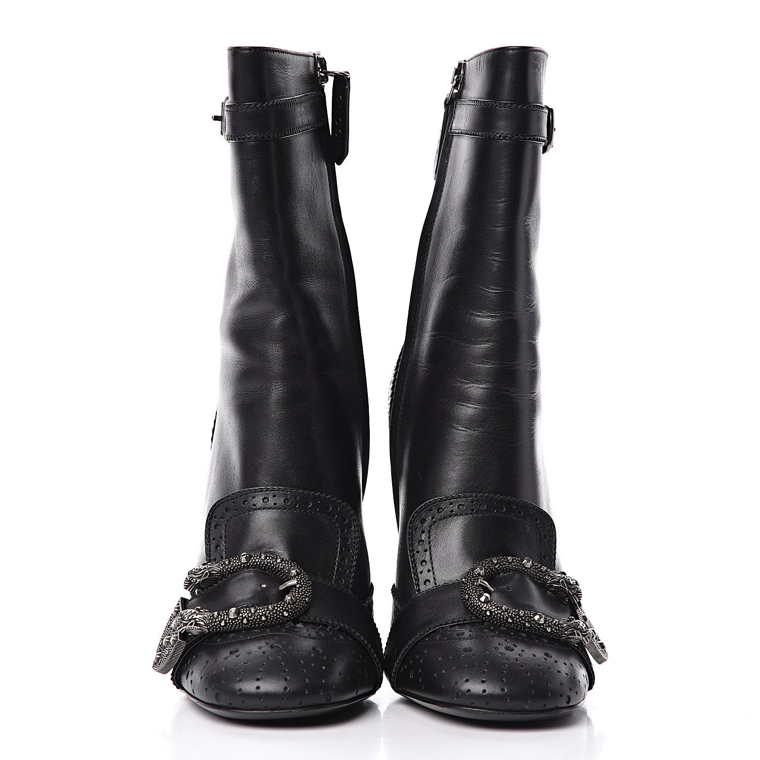 Gucci Calfskin Queercore Brogue Ankle Boots 37.5 Black 2 of 11