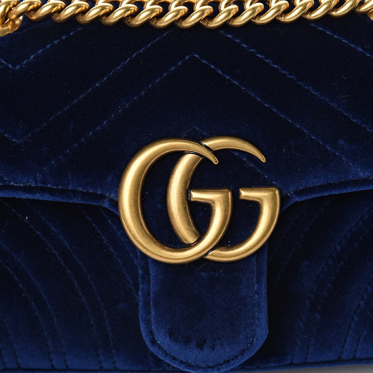 Velvet Matelasse Mini GG Marmont Shoulder Bag Cobalt Blue