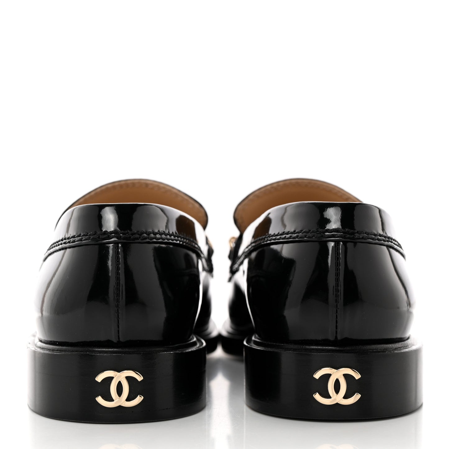 Shiny Calfskin Logo Loafers 39 Black