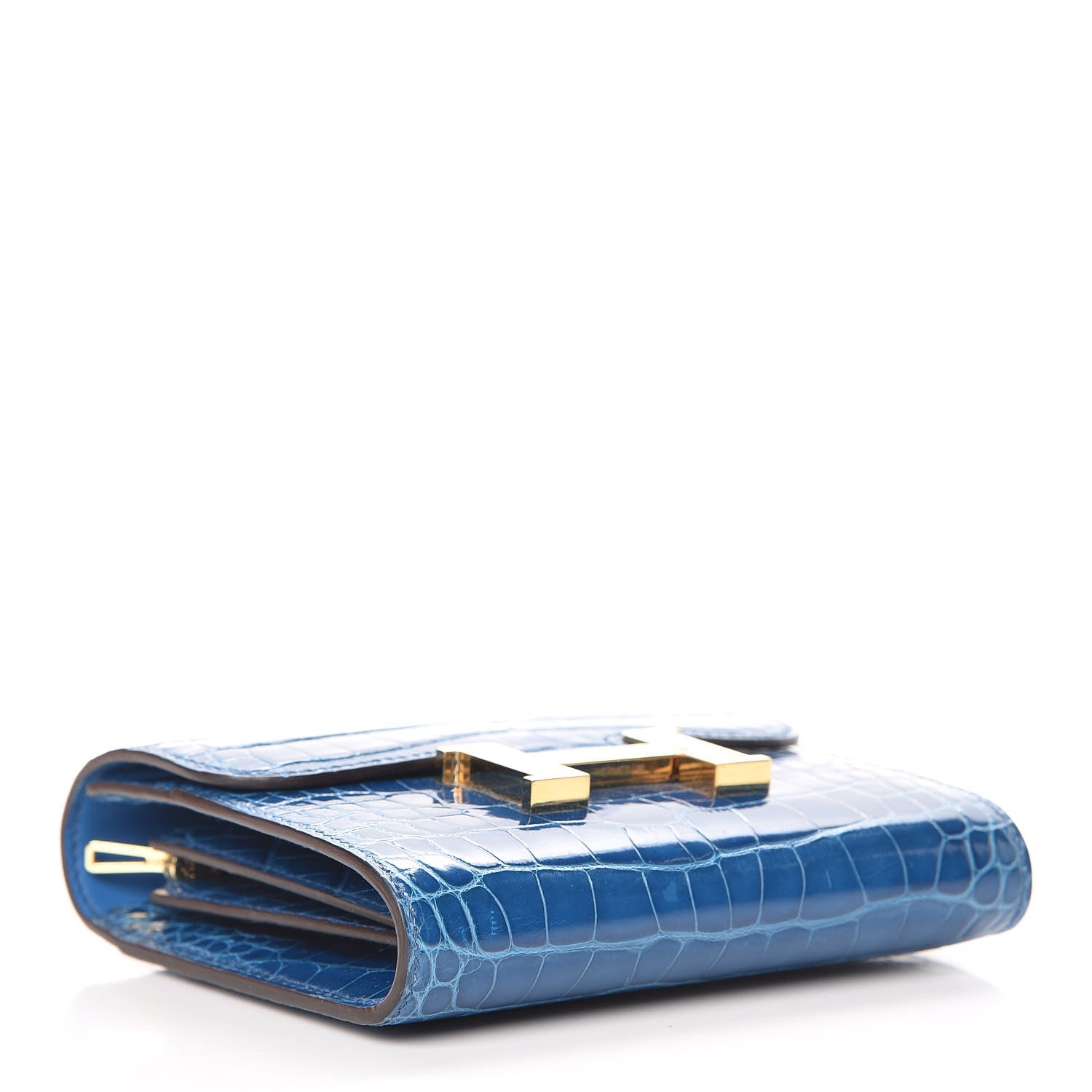 Hermes Shiny Alligator Constance Short Wallet Bleu Izmir 4 of 8