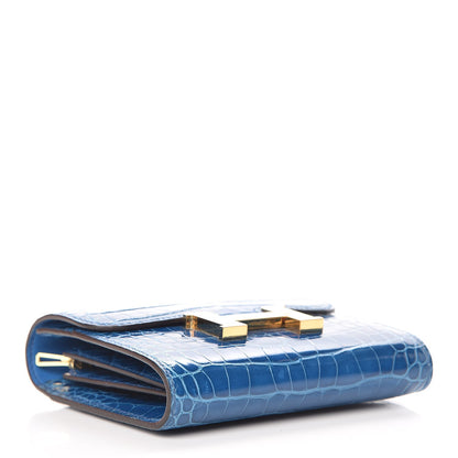 Hermes Shiny Alligator Constance Short Wallet Bleu Izmir 4 of 8