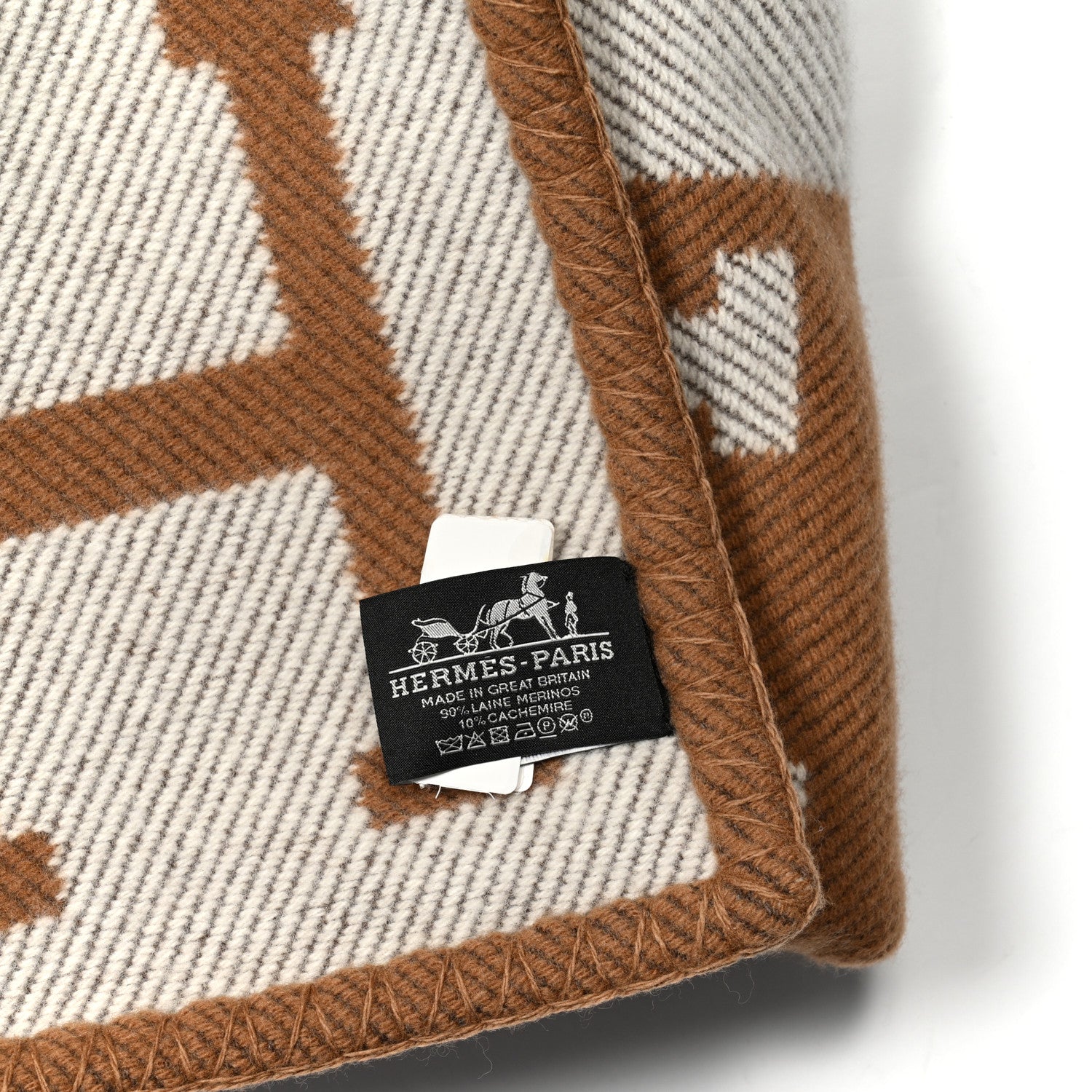 Hermes Wool Cashmere Avalon Blanket Ecru Camel 3 of 3
