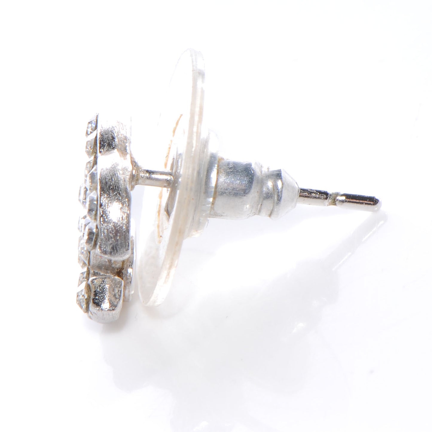 Crystal CC Pierced Earrings Silver