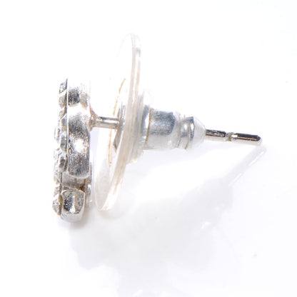 Chanel Crystal CC Pierced Earrings Silver 3 of 4