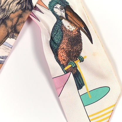 Hermes Silk Twilly Grand Theatre Nouveau White Vert Abricot 4 of 4