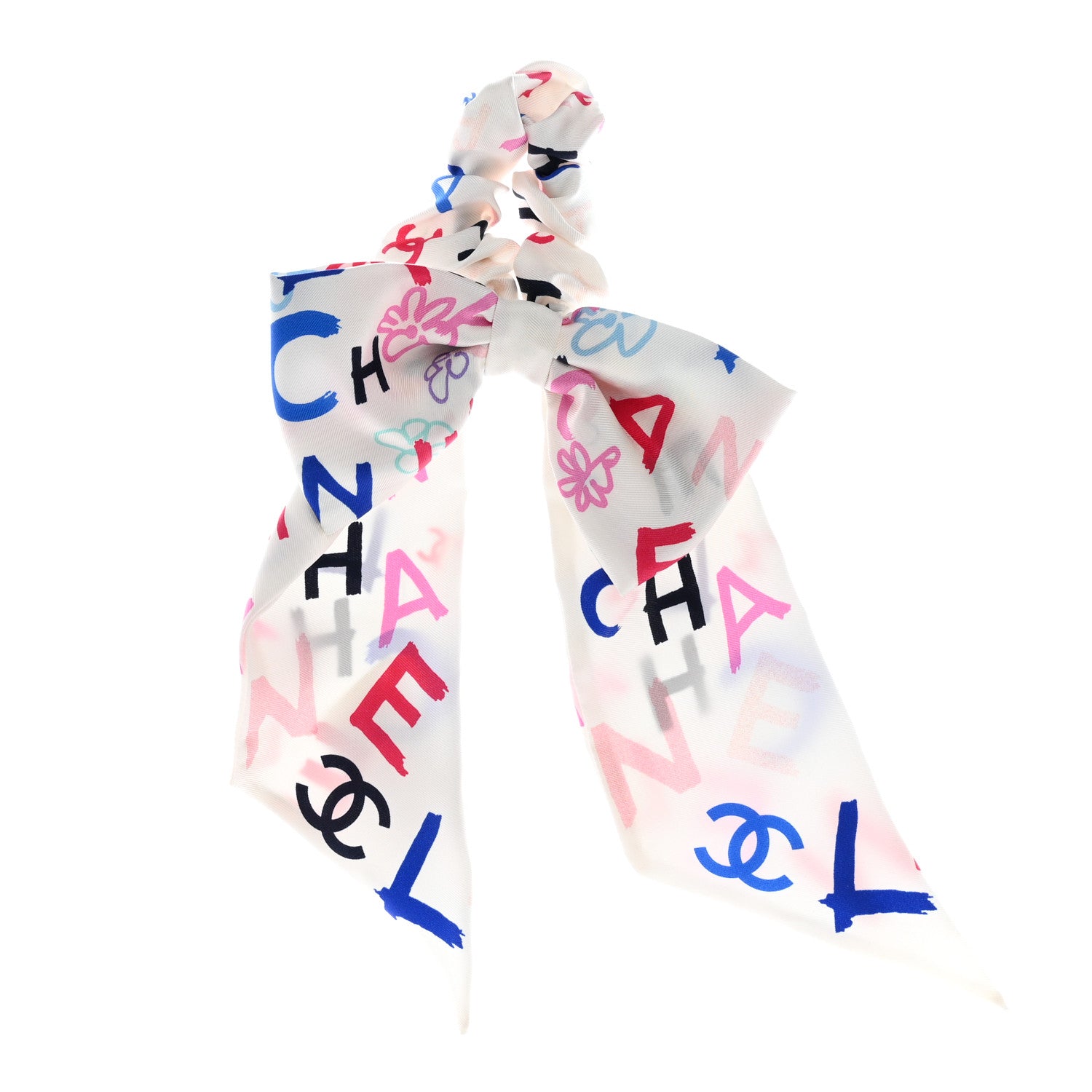 Chanel Silk Logo Hair Tie Ivory Multicolor 1 of 4