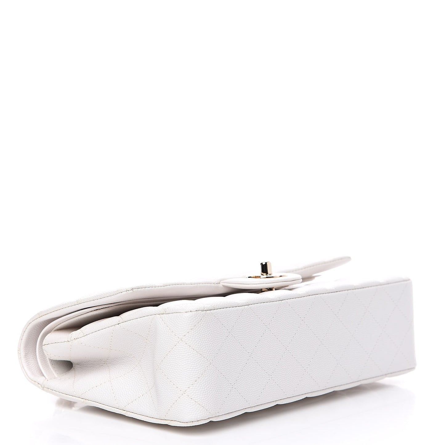 Caviar Quilted Medium Double Flap White