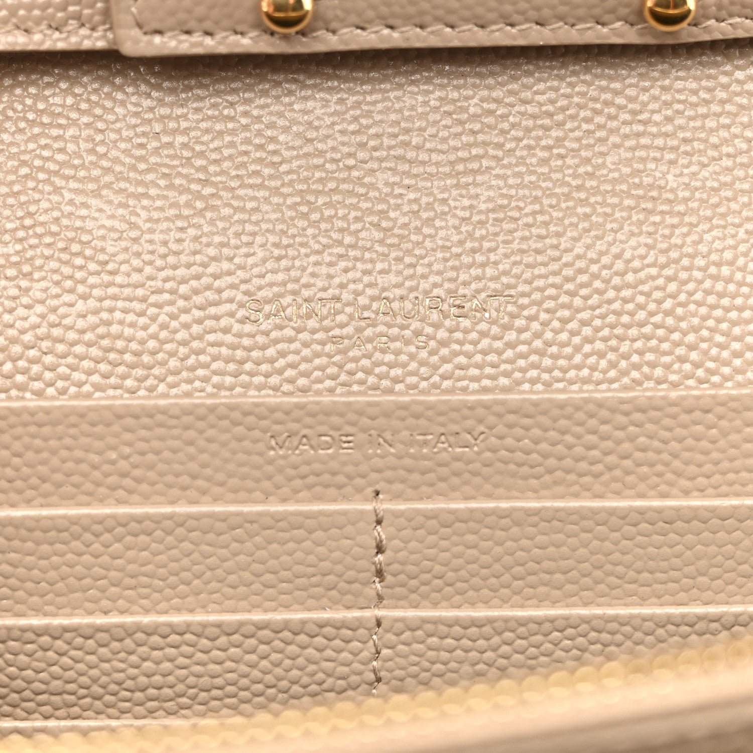 Saint Laurent Grain De Poudre Matelasse Chevron Monogram Chain Wallet Dark Beige 6 of 14