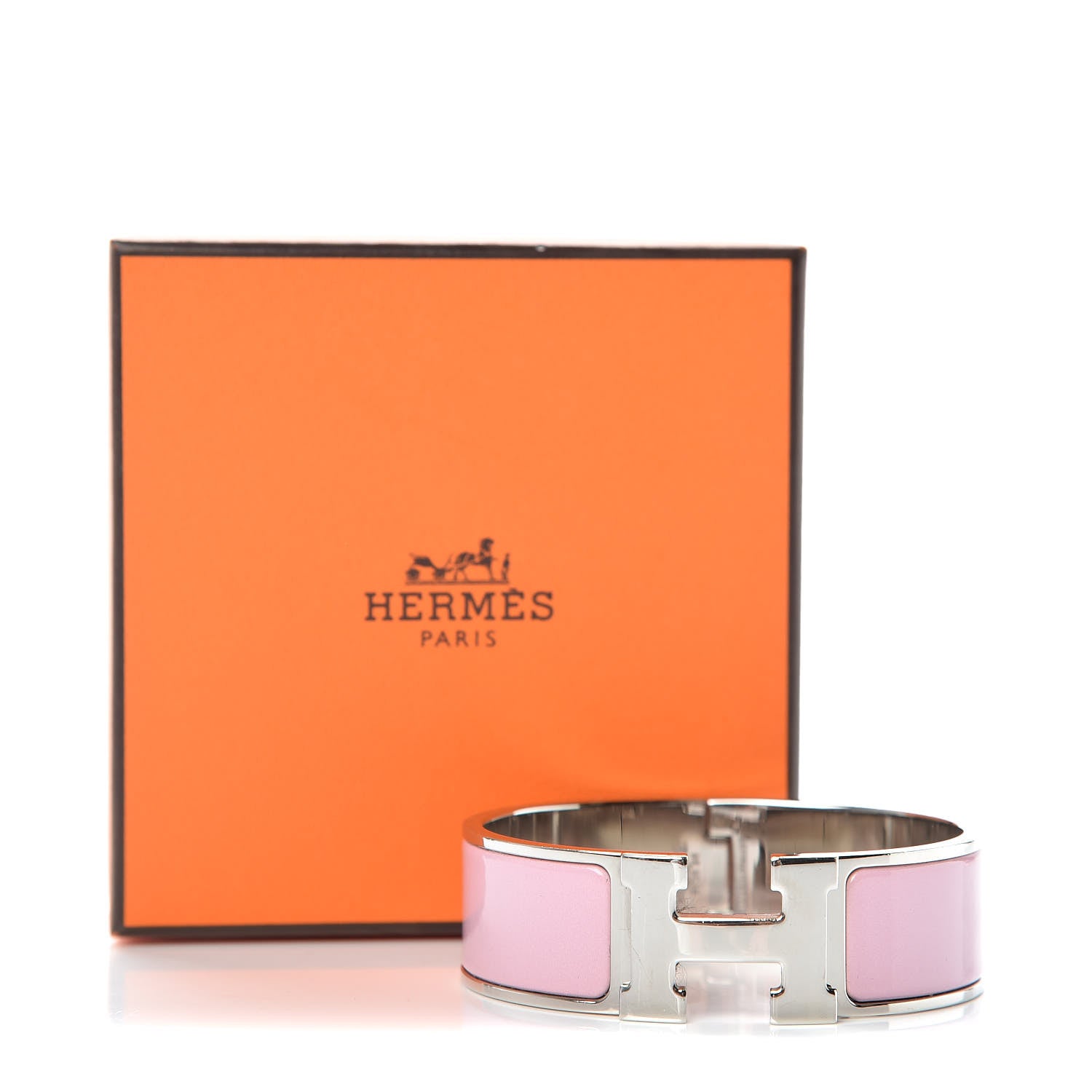 Hermes Enamel Wide Clic Clac H Bracelet GM Rose Nacarat 5 of 5
