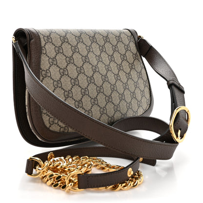 Gucci GG Supreme Monogram Textured Dollar Calfskin Blondie Chain Shoulder Flap Bag Beige Ebony New Acero 3 of 11