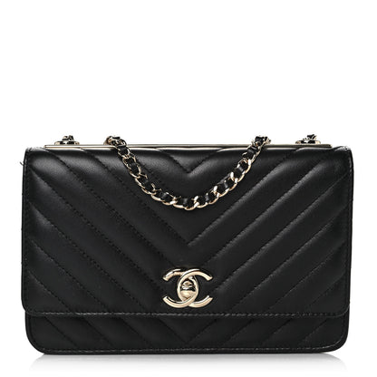 Chanel Lambskin Chevron Quilted Trendy CC Wallet On Chain WOC Black 1 of 14