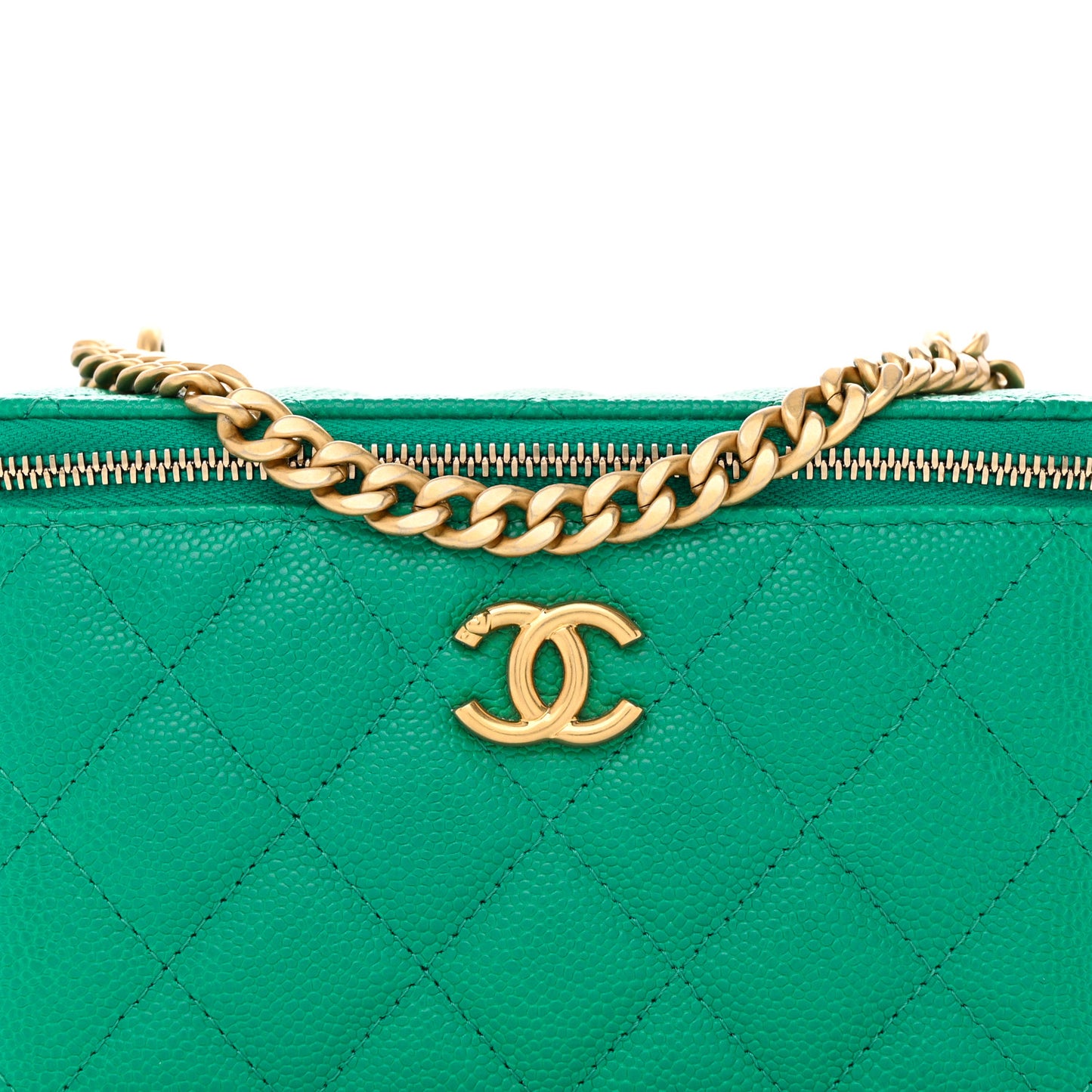 Caviar Quilted Sweetheart Vanity Case Green