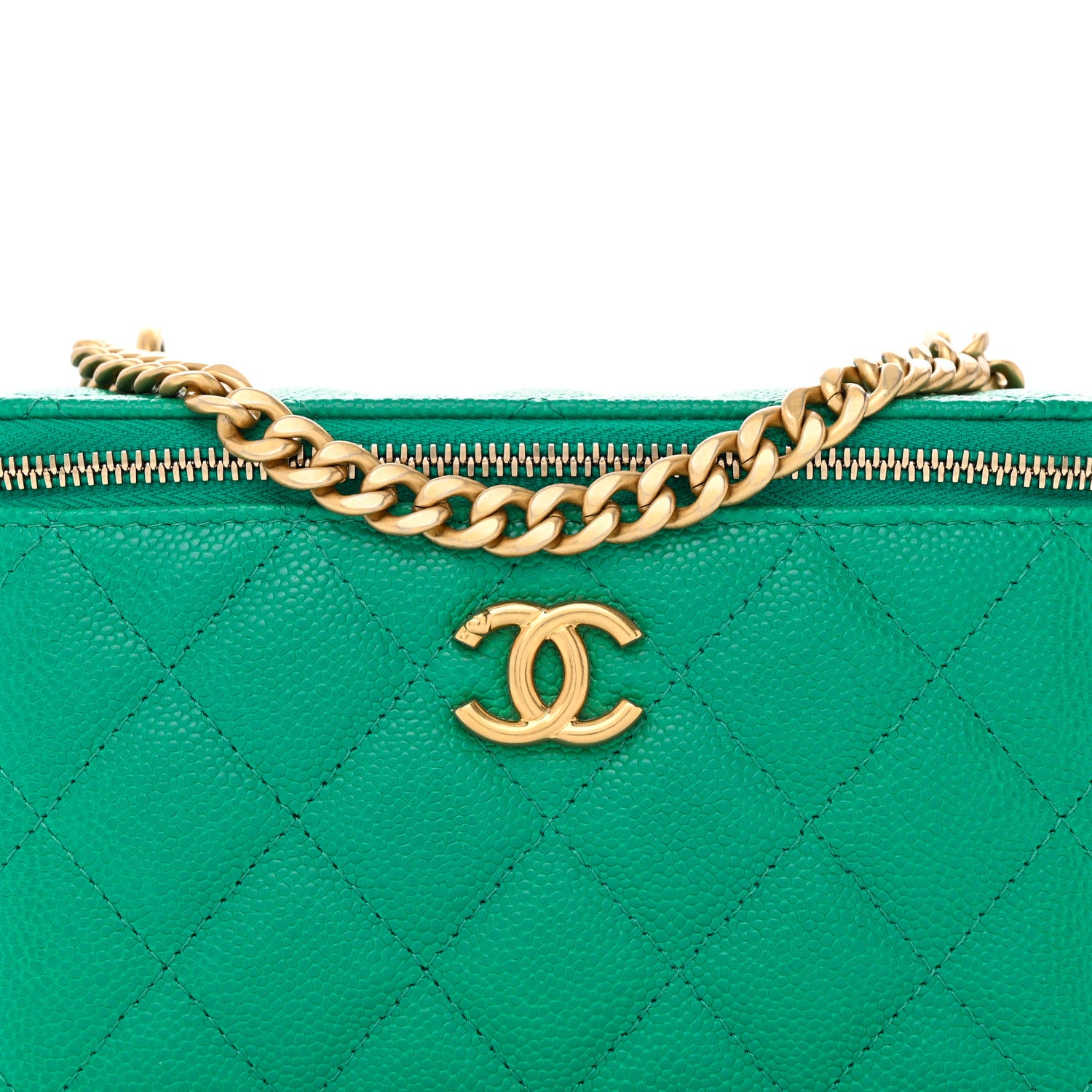 Chanel Caviar Quilted Sweetheart Vanity Case Green 8 of 12