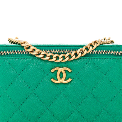 Chanel Caviar Quilted Sweetheart Vanity Case Green 8 of 12