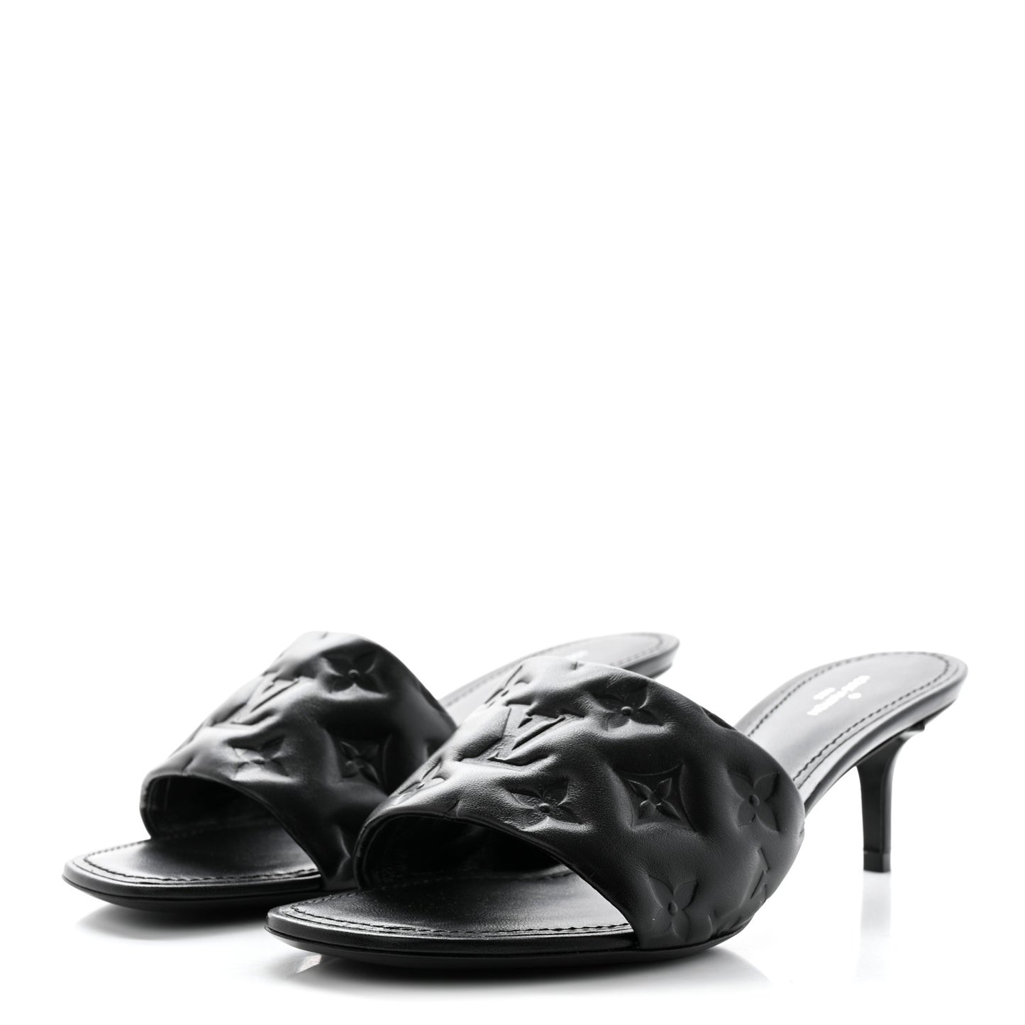 Lambskin Embossed Monogram Revival Mid Heel Mules 38 Black