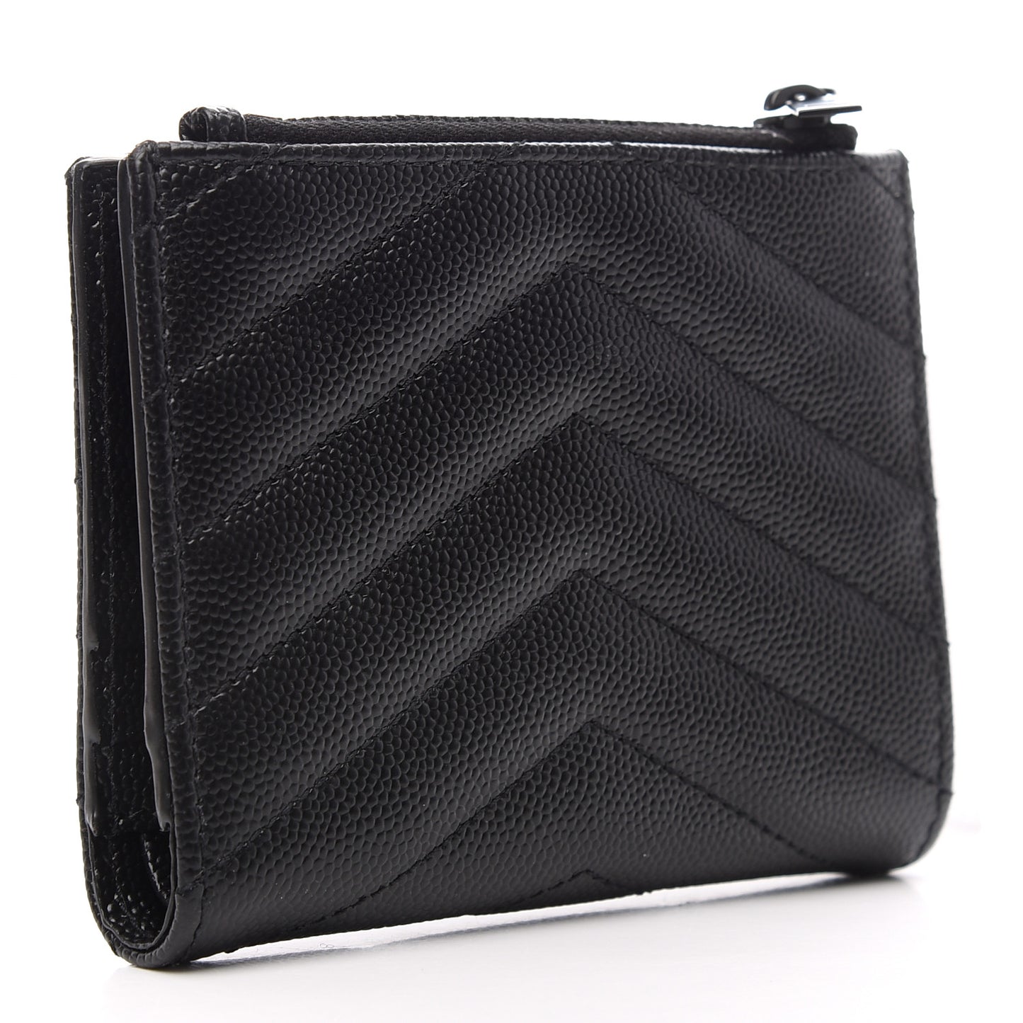 Grain De Poudre Matelasse Chevron Monogram Zipped Card Case Black