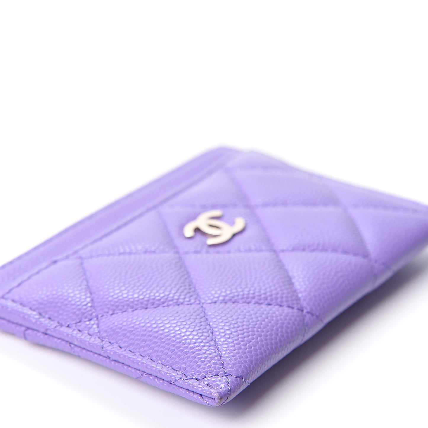 Caviar Quilted Card Holder Purple