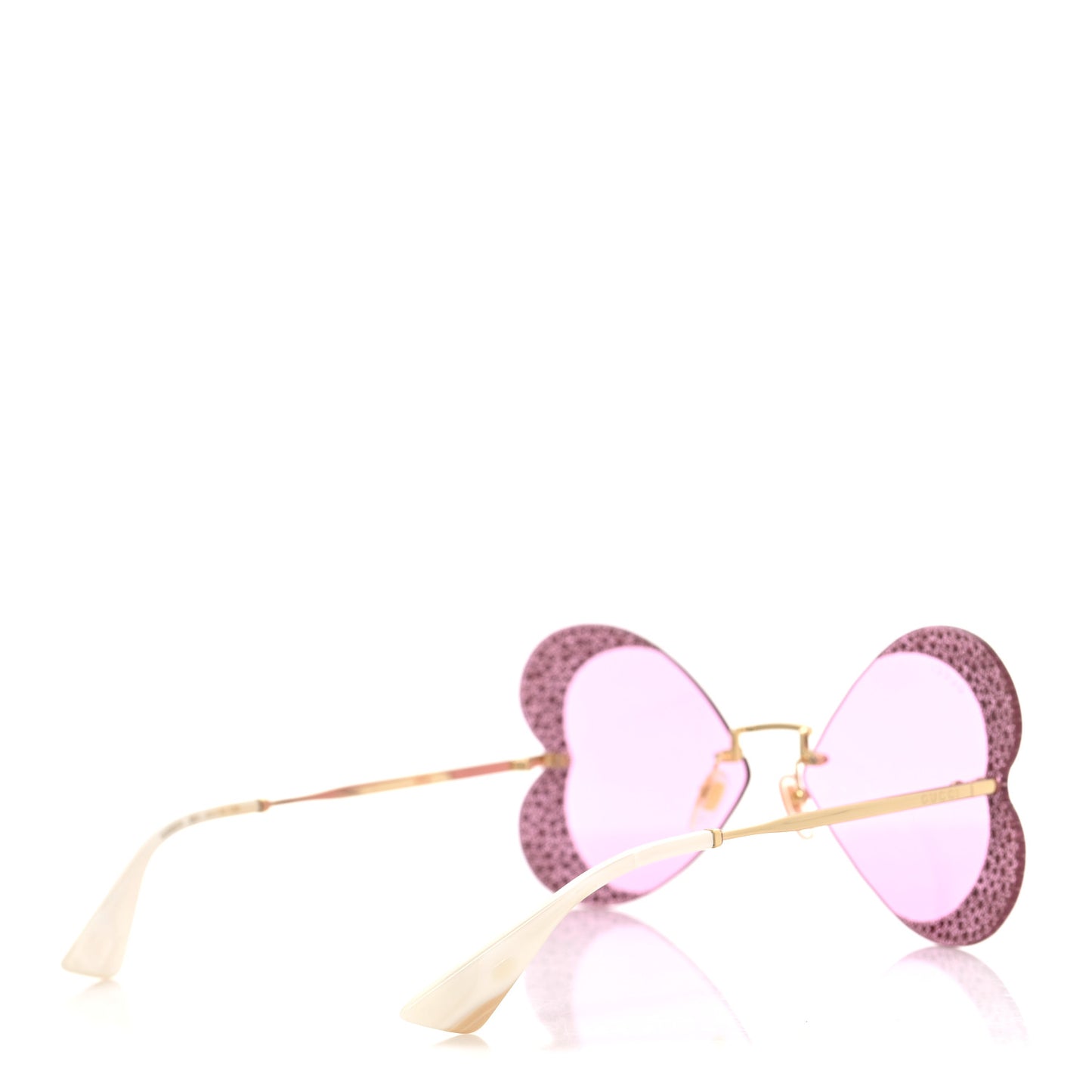 Metal Crystal Heart Frame Sunglasses GG0897S Pink Gold