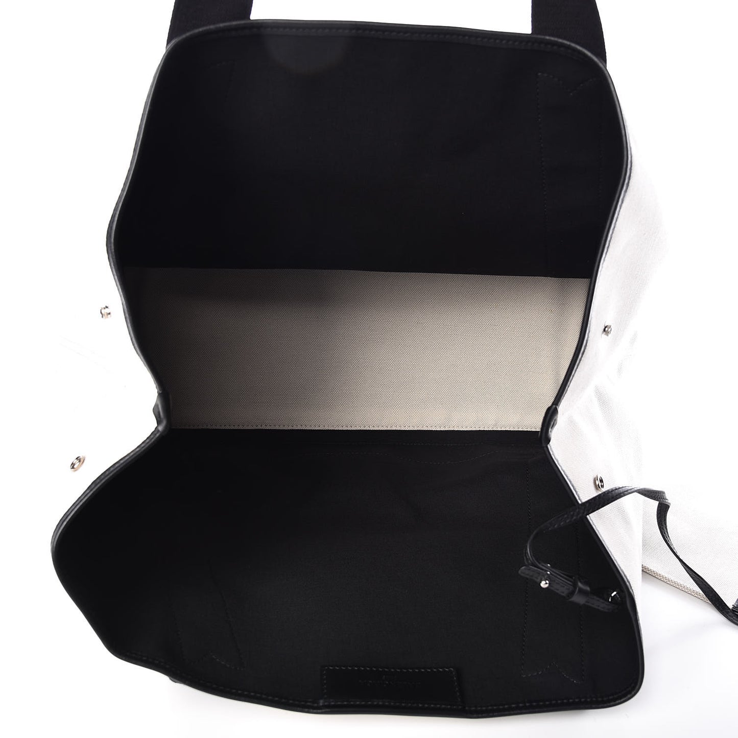 Cotton Canvas Calfskin M Navy Cabas Natural Black