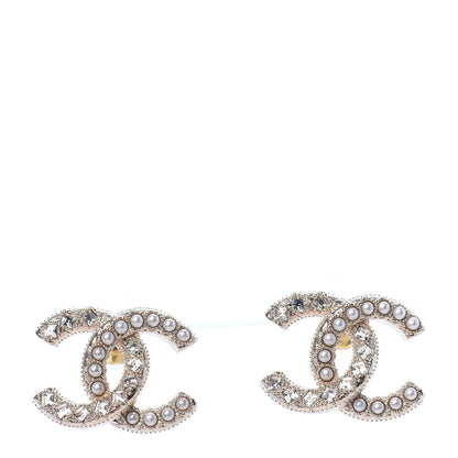 Chanel Crystal Pearl CC Earrings Gold 1 of 4