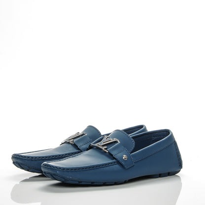 Louis Vuitton Calfskin Monte Carlo Car Shoe Moccasin Loafers 9.5 Blue 3 of 8