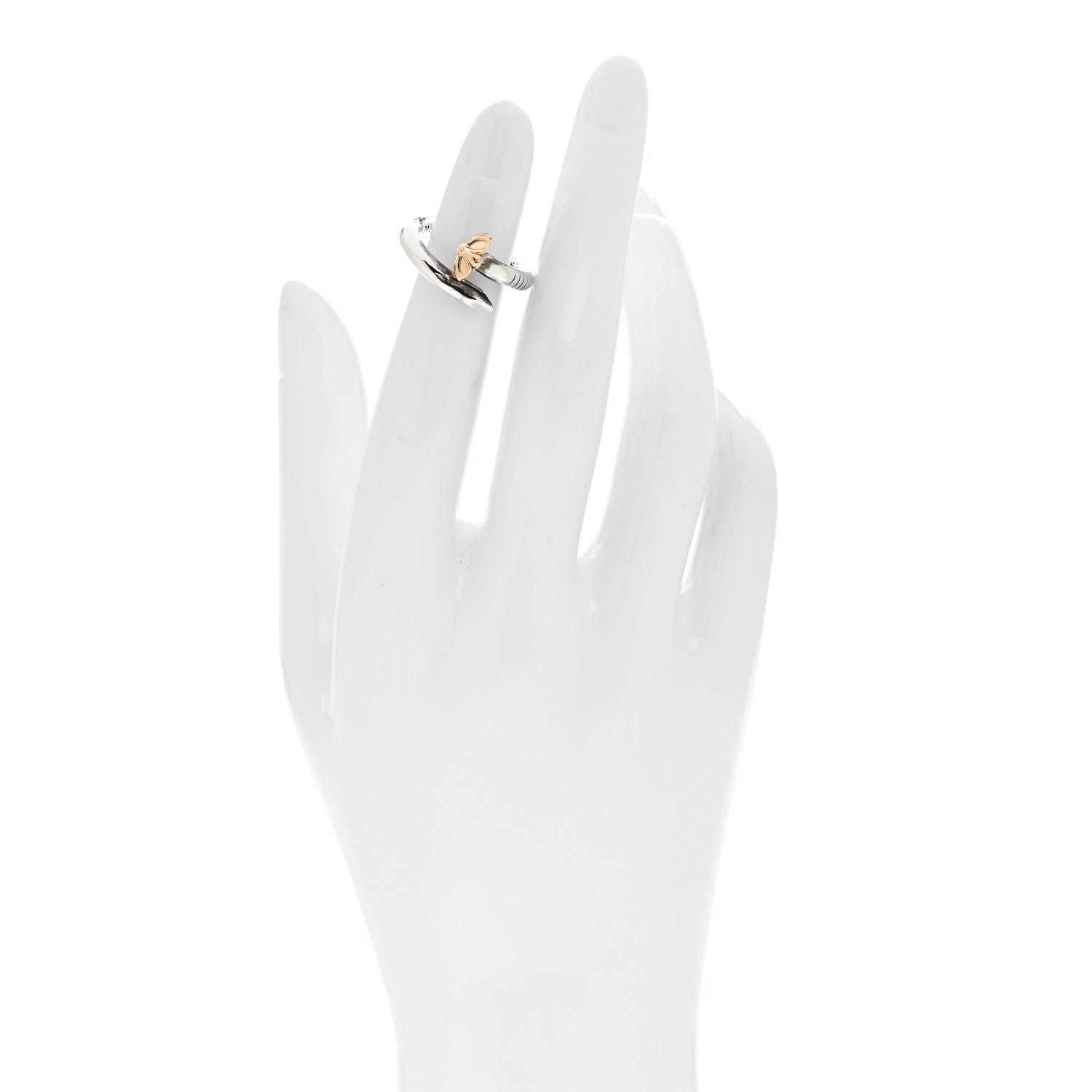 Chrome Hearts Sterling Silver 22K Yellow Gold Cross Ball Nail Ring
