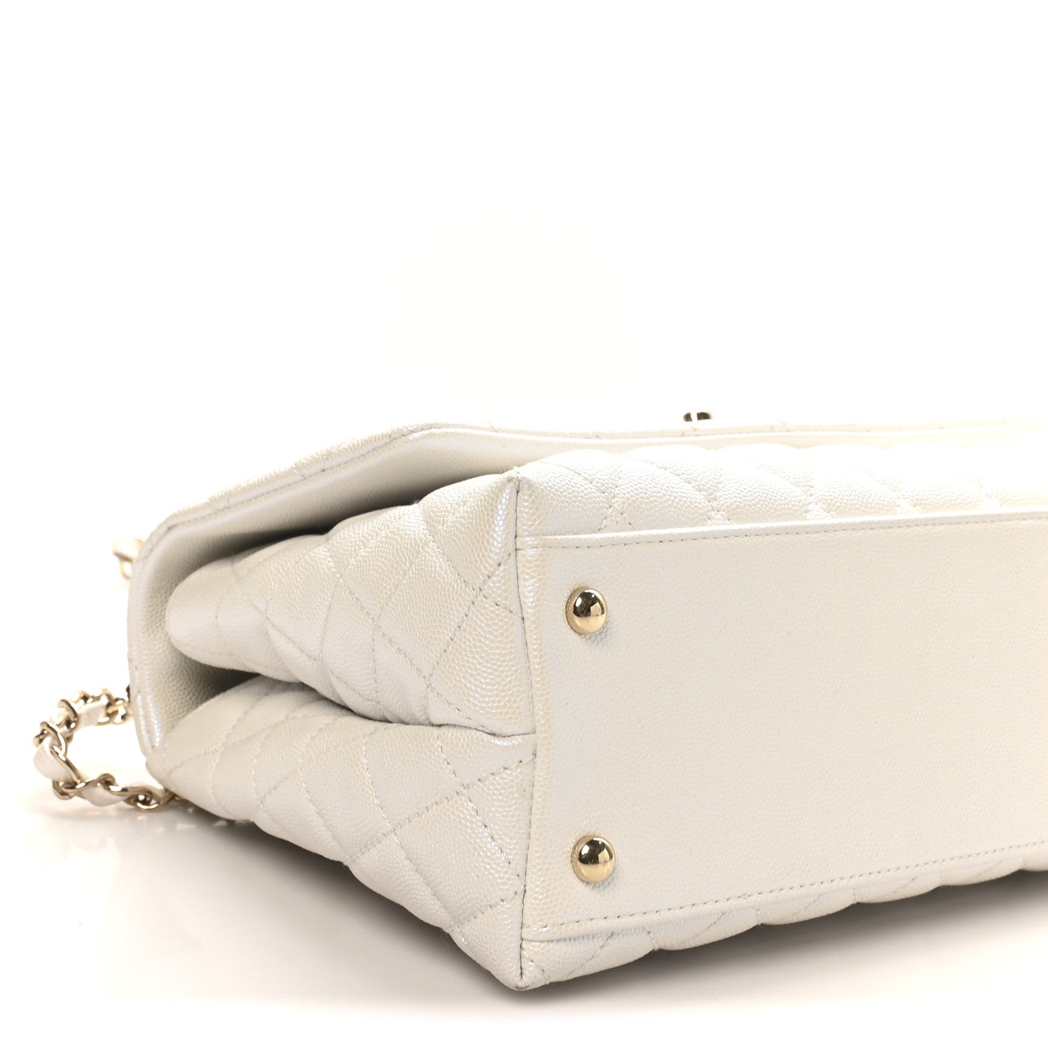 Chanel Iridescent Caviar Quilted Small Coco Handle Flap White 9 of 10
