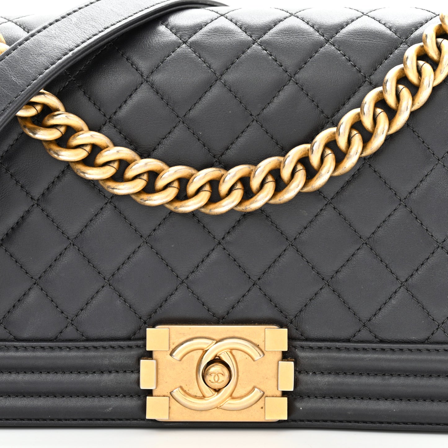 Calfskin Quilted Medium Boy Flap Dark Grey