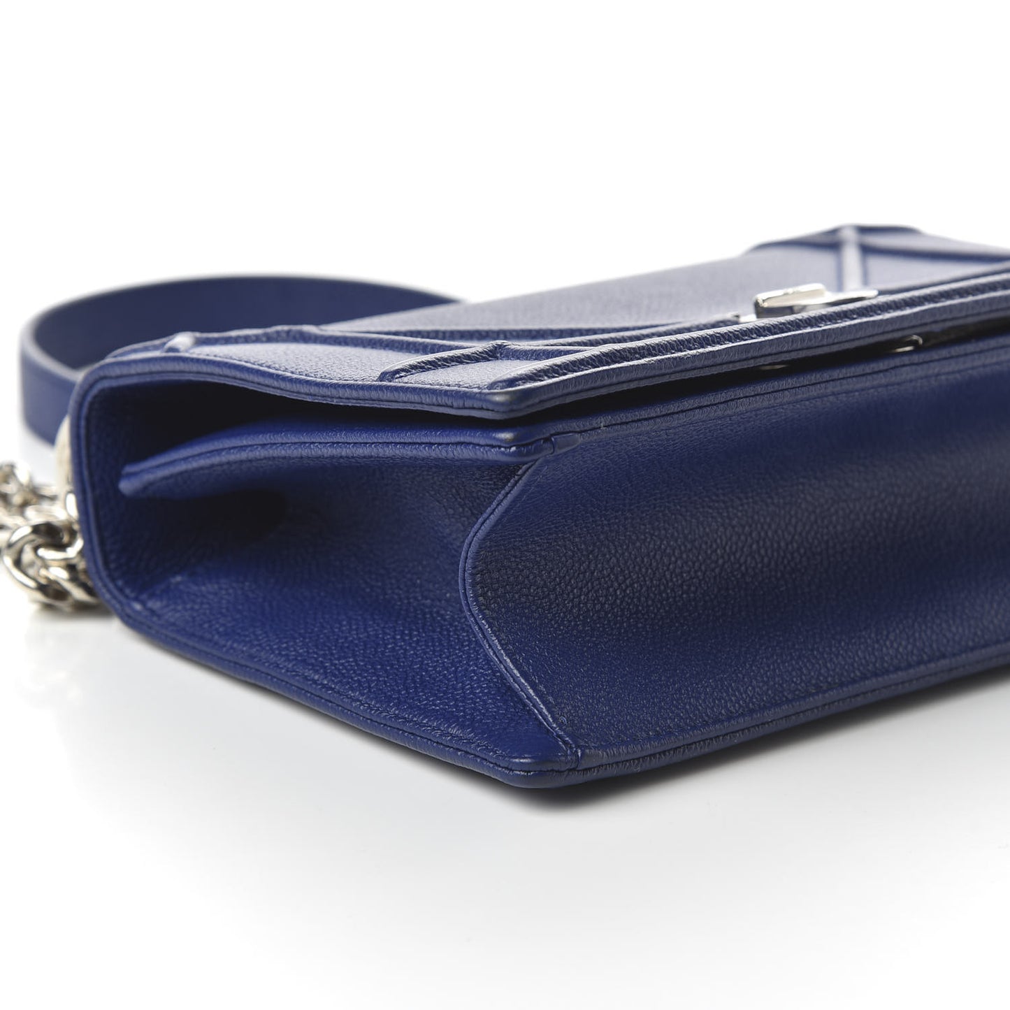 Grained Calfskin Small Diorama Flap Bag Bleu De Minuit