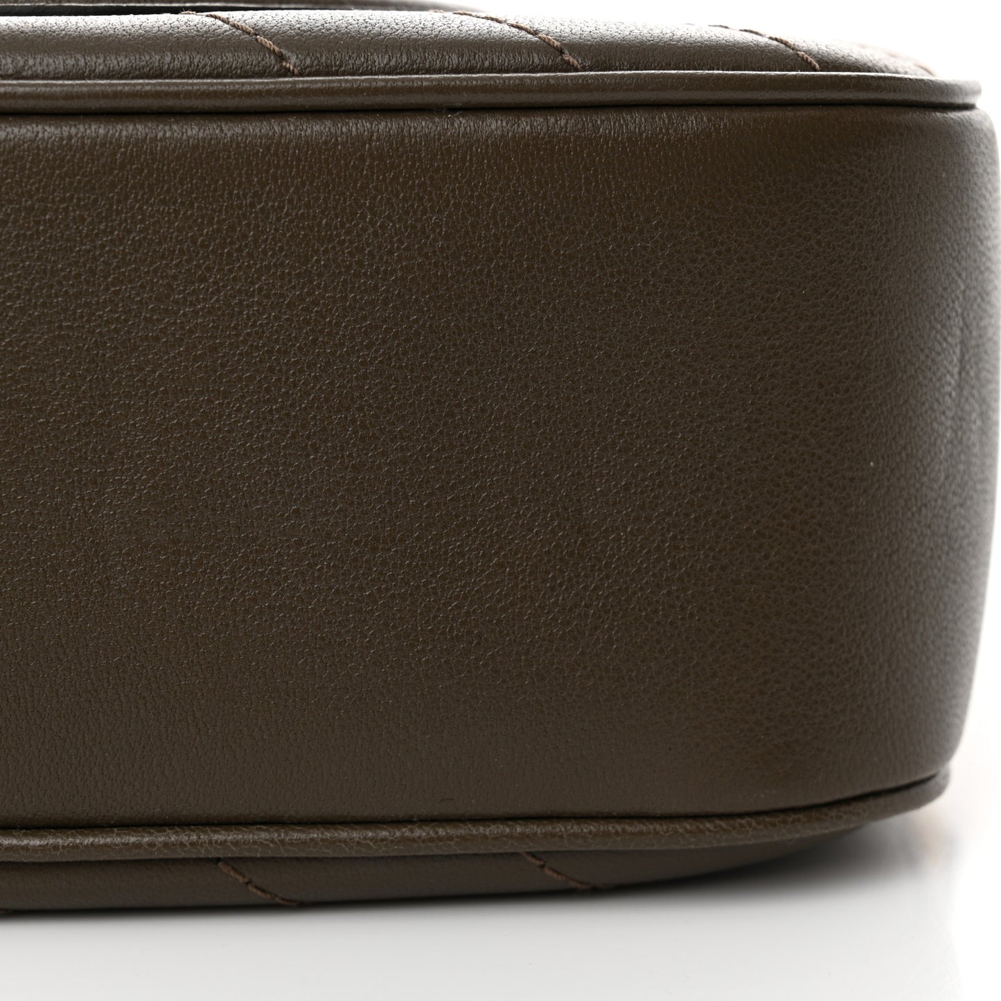 Sakai Be Green Calfskin Diagonal Stitched Small Blondie Shoulder Bag Craclet Brown