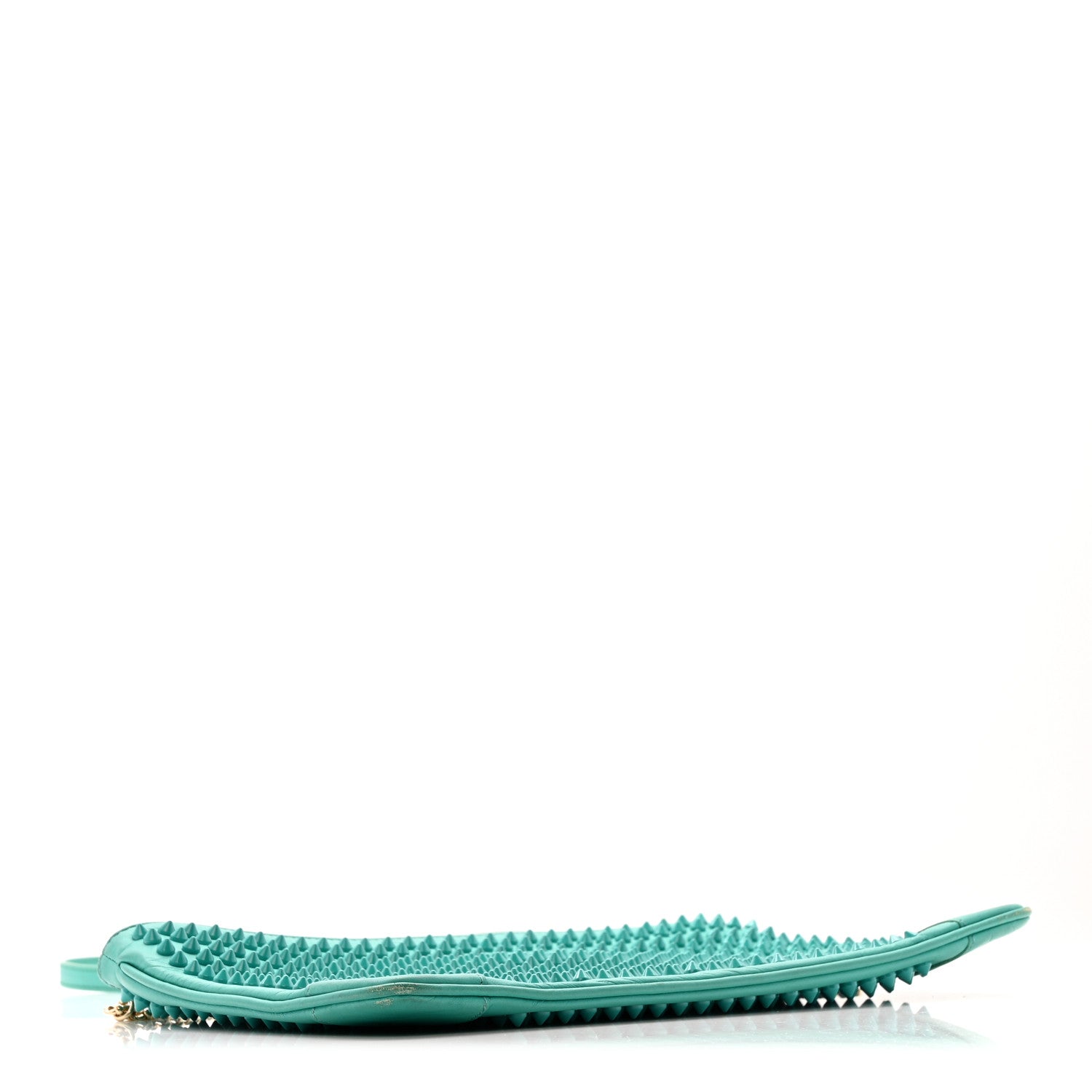 Christian Louboutin Calfskin Spikes Loubiposh Chain Clutch Turquoise 4 of 14