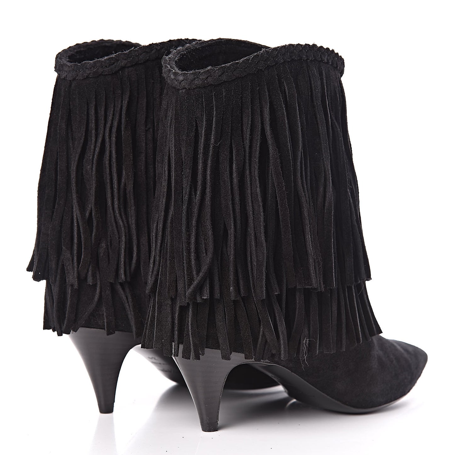 Suede Fringe Charlotte Ankle Boots 39 Black