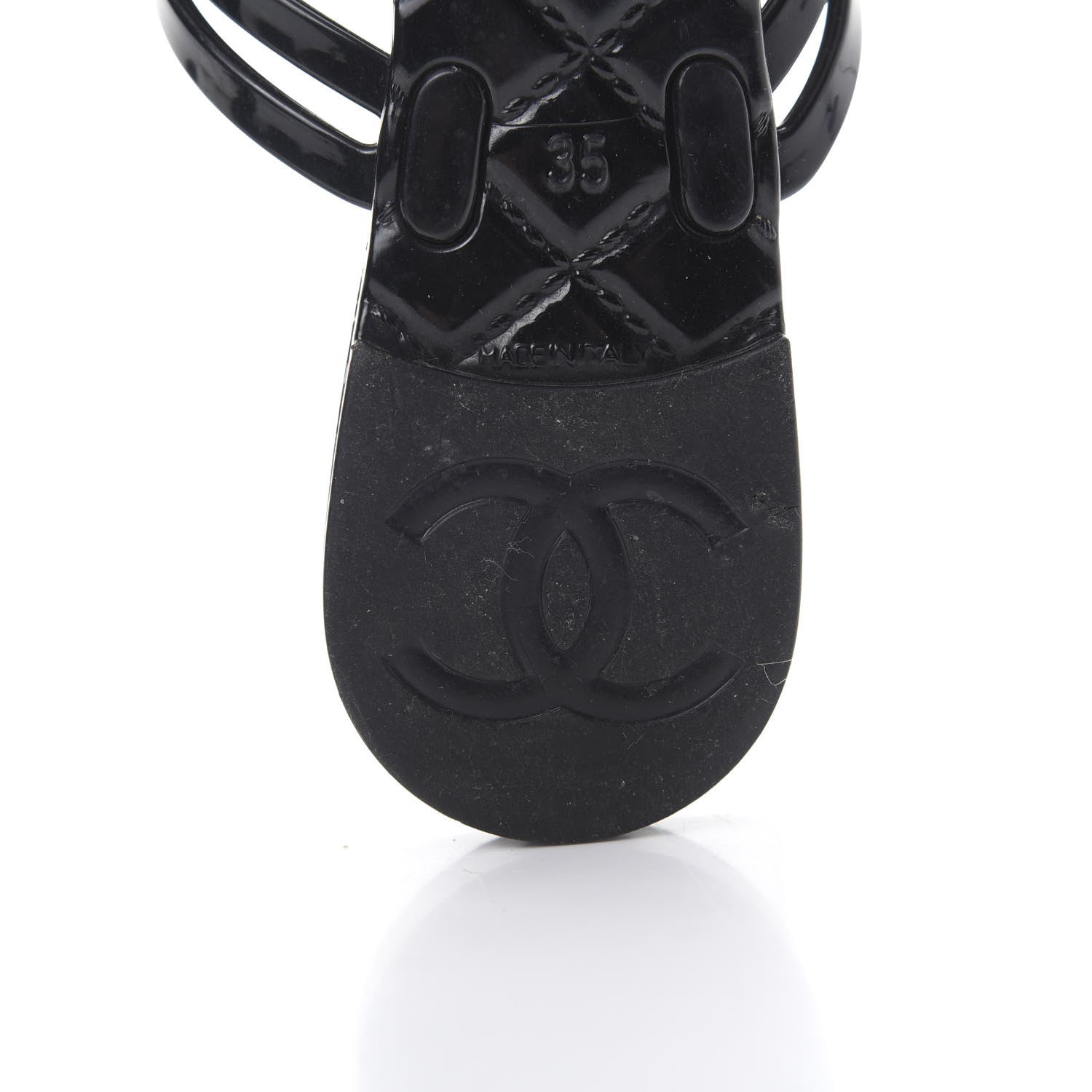 Chanel Jelly Camellia Thong Sandals 35 Black Ivory 7 of 9