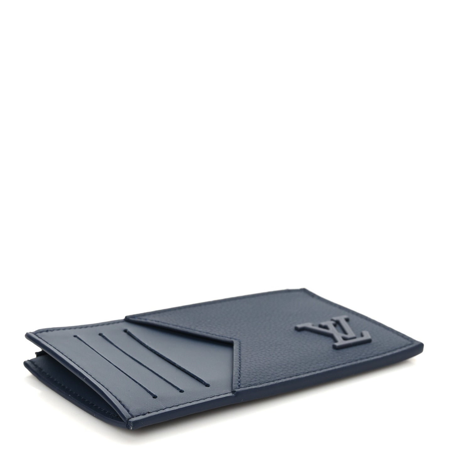Calfskin Aerogram Coin Card Holder Navy Blue