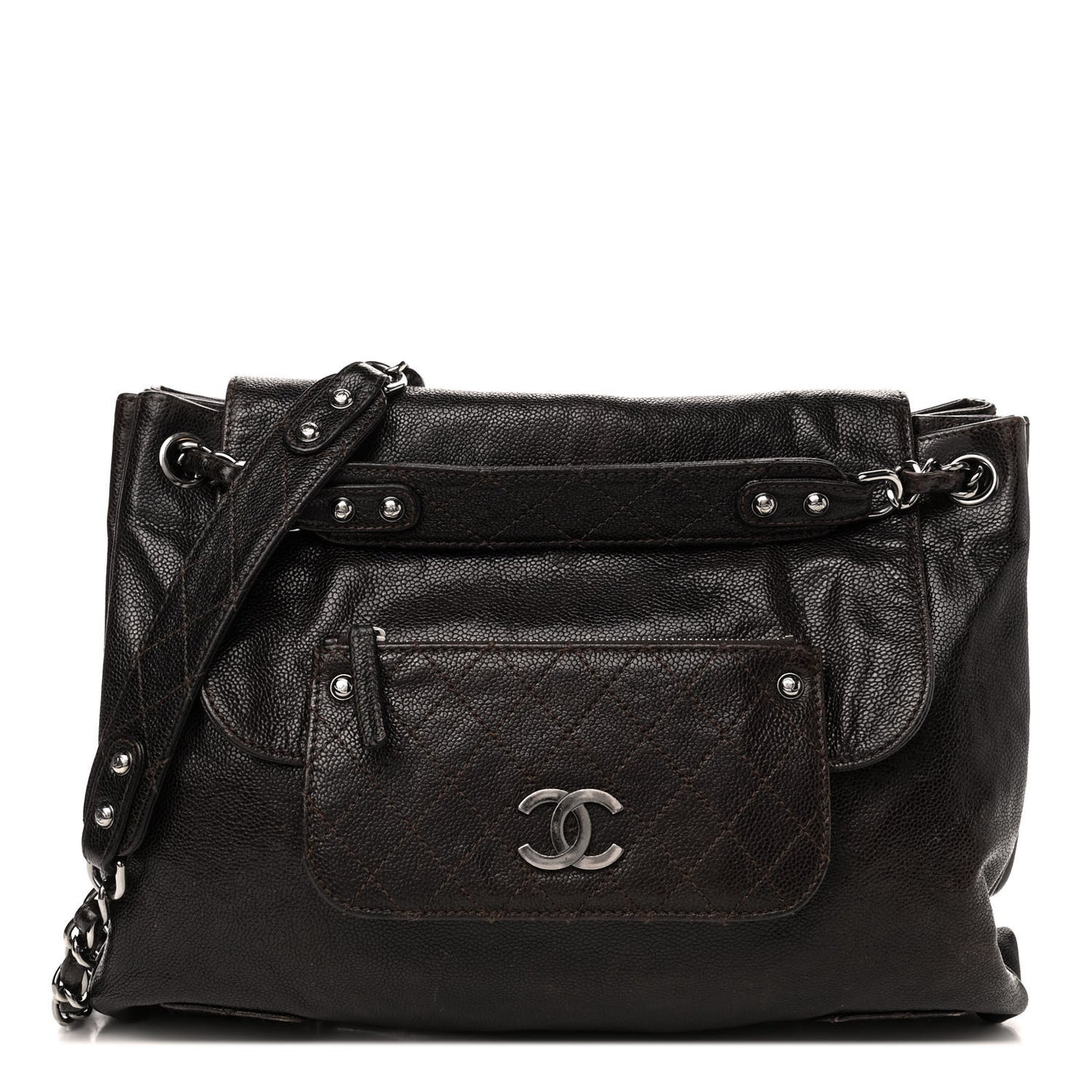 Glazed Caviar Pocket In The City Tote Brown