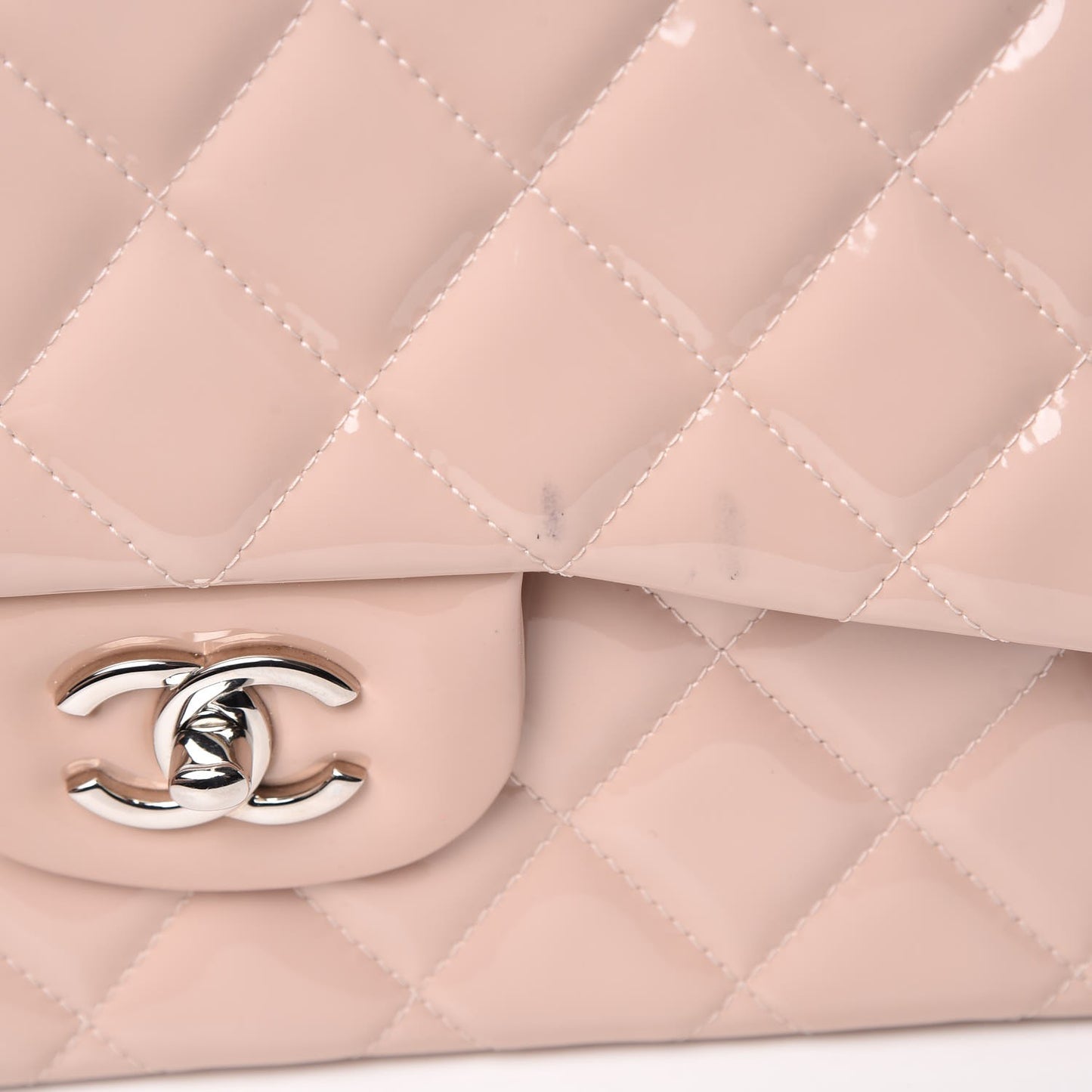 Patent Quilted Jumbo Double Flap Light Pink