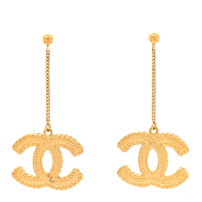 Chanel CC Drop Earrings Matte Gold 1 of 5