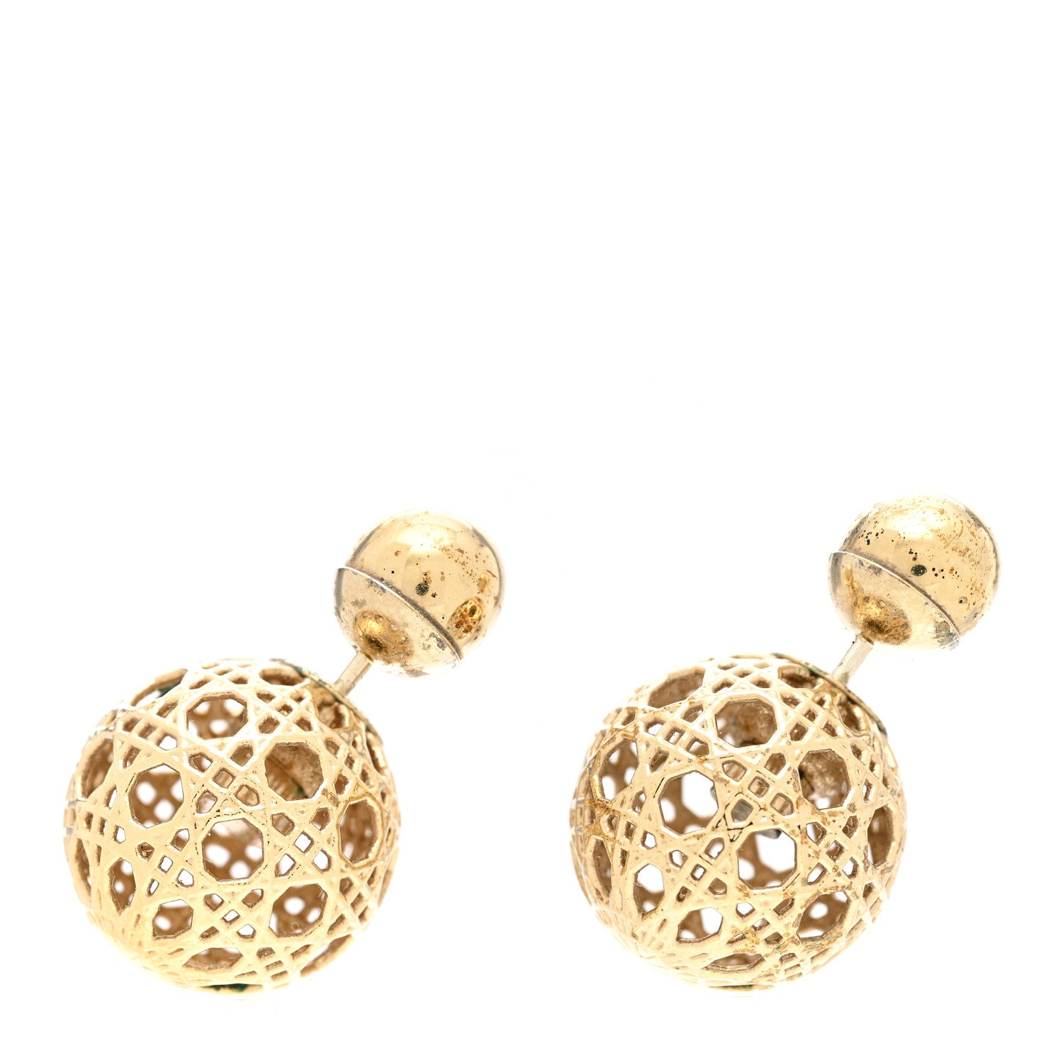 Christian Dior Cannage Mise En Dior Tribal Earrings Gold 1 of 6
