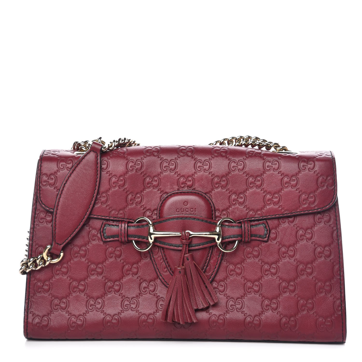 Gucci Soft Guccissima Medium Emily Chain Shoulder Bag Classic Ruby 1 of 10