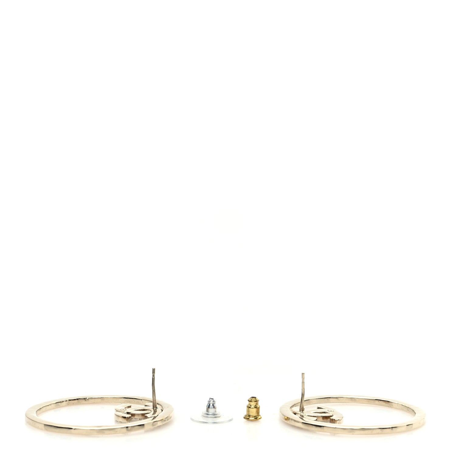 Chanel Metal Crystal CC Round Drop Earrings Gold 3 of 5