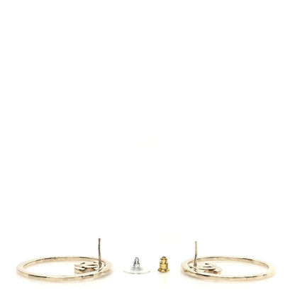 Chanel Metal Crystal CC Round Drop Earrings Gold 3 of 5