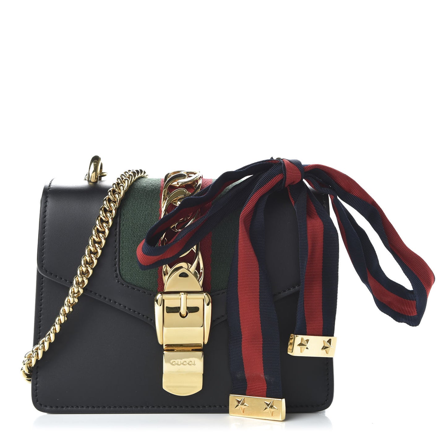 Calfskin Mini Sylvie Chain Shoulder Bag Black
