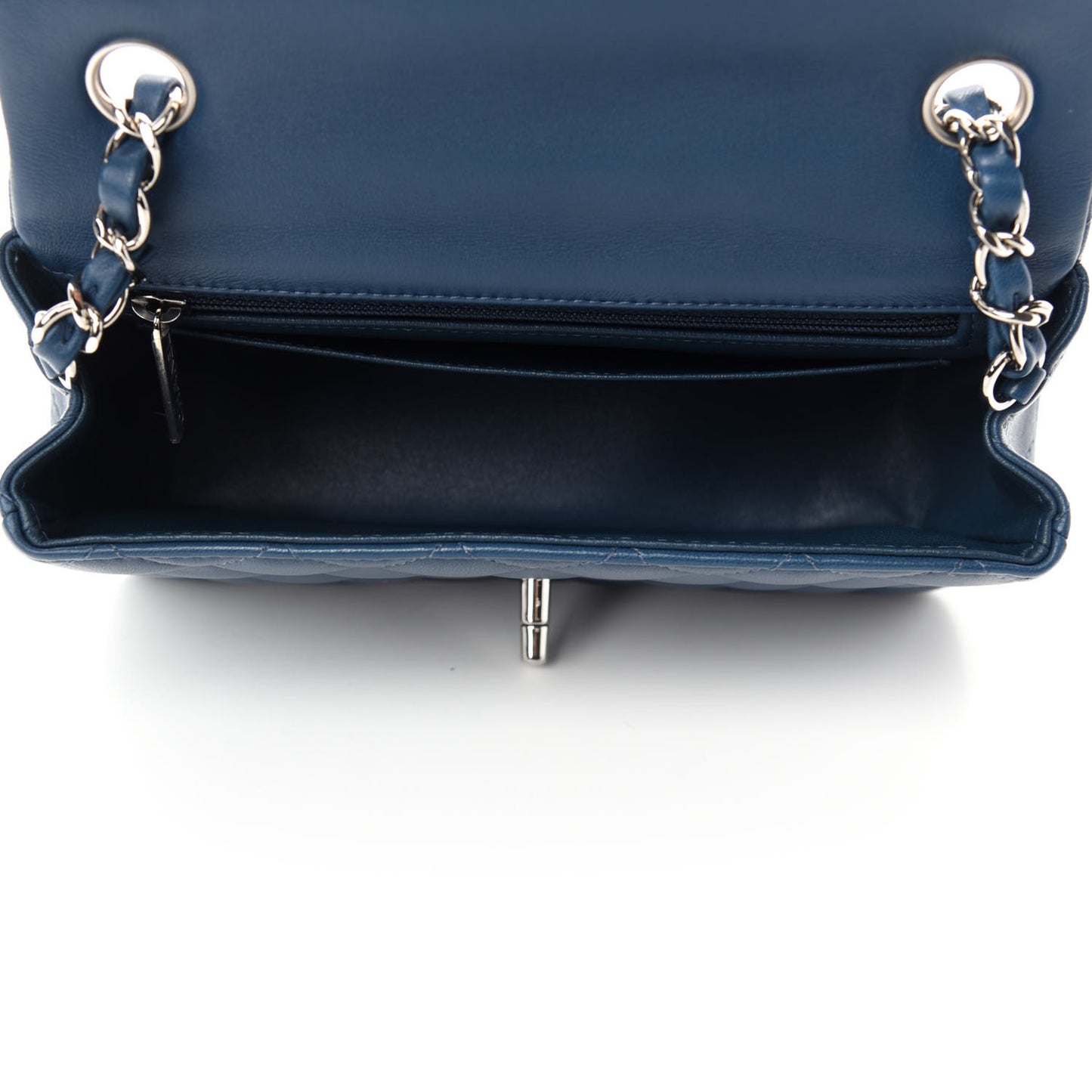 Lambskin Quilted Mini Rectangular Flap Dark Blue