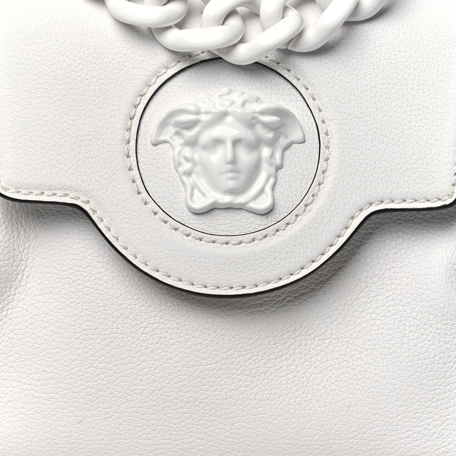 Versace Grained Calfskin Small La Medusa Top Handle Bag White 7 of 11