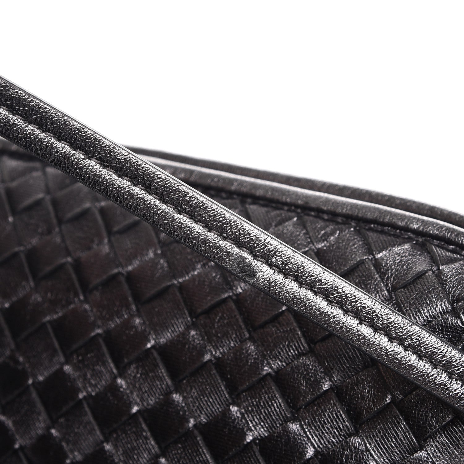 Bottega Veneta Metallic Nappa Intrecciato Pillow Crossbody Messenger Dark Grey 9 of 10