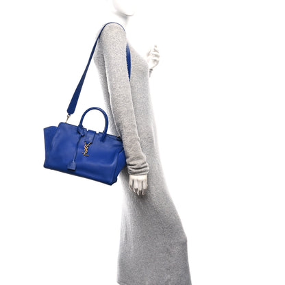 Saint Laurent Calfskin Suede Small Monogram Downtown Cabas Blue Majorelle 2 of 10